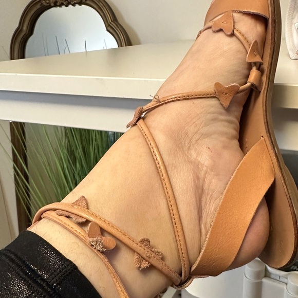 Loeffler Randall Heartla Ankle Wrap Gladiator Sandal Pink Nude Leather Heart 6.5 - Picture 1 of 10